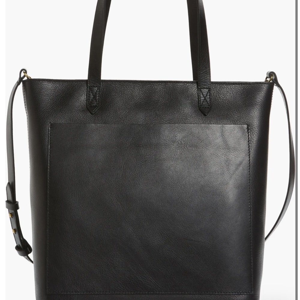 Madewell Black Leather Tote Bag